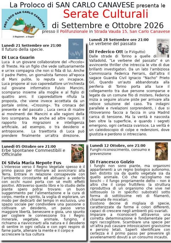 Serate culturali 2026